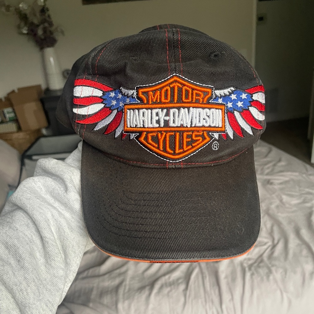 Flag wings Harley Davidson adjustable ball cap